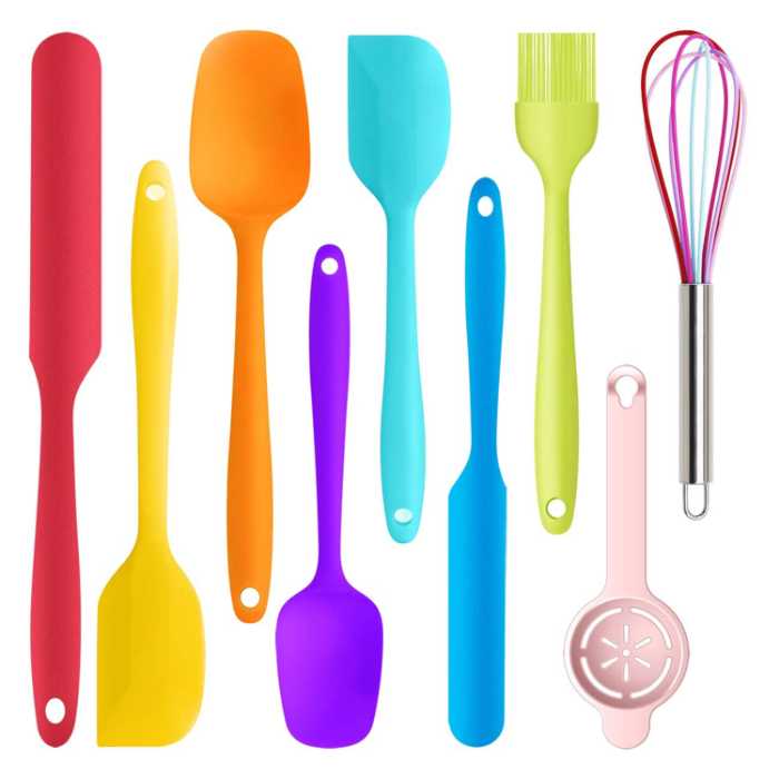 silicone set of kitchen utensils