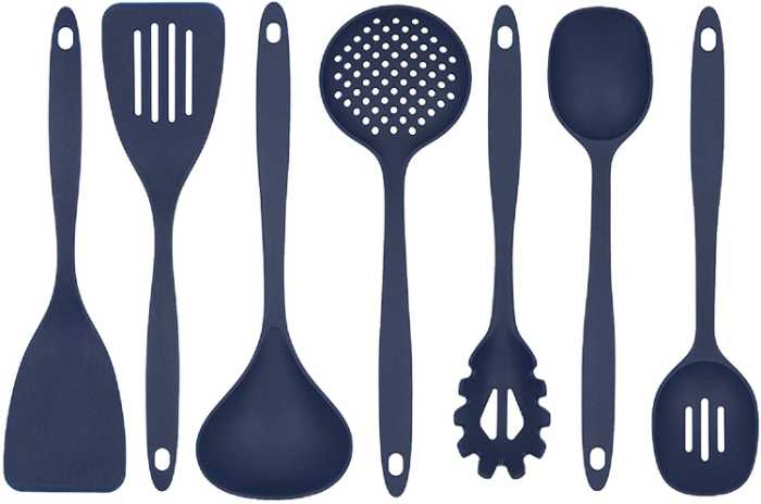 navy blue kitchen utensil set